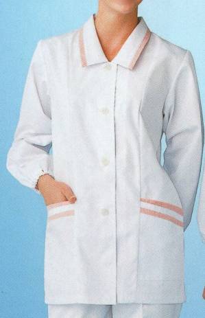 女性用衿付きデザイン白衣 長袖